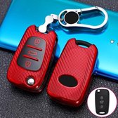 Voor KIA opvouwbare 3-knops auto TPU sleutel beschermhoes sleutelhoes met sleutelring (rood)
