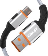 ENKAY ENK-CB303 Doekweefgaren USB naar Micro USB Oplaadkabel voor gegevensoverdracht (zilver)