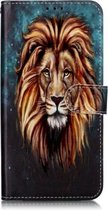 Olie Reliëf Gekleurd Tekening Patroon Horizontale Flip PU Leren Case met Houder & Kaartsleuven & Portemonnee & Fotolijst Voor Xiaomi Redmi 7 (Leeuw)