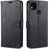 Voor Geschikt voor Xiaomi Redmi 9C AZNS Schapenvacht Textuur Horizontale Flip Leren Case met Houder & Kaartsleuven & Portemonnee (Zwart)