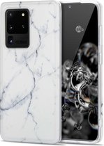 Voor Samsung Galaxy S20 Ultra TPU glanzend marmerpatroon IMD beschermhoes (wit)