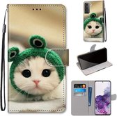Voor Samsung Galaxy S21 + 5G Gekleurde Tekening Cross Textuur Horizontale Flip PU Lederen Case met Houder & Kaartsleuven & Portemonnee & Lanyard (Frog Kitten)