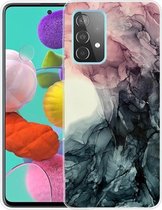 Voor Samsung Galaxy A52 5G marmeren schokbestendige TPU beschermhoes (abstract zwart)