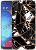 Voor Samsung Galaxy A20e Marble Shockproof TPU beschermhoes (Rhombus Black)