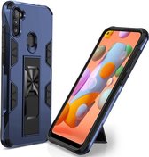 Voor Samsung Galaxy A11 US-versie Soldier Armor Shockproof TPU + PC magnetische beschermhoes met houder (blauw)