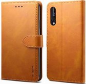 Voor Galaxy A10 / M10 GUSSIM zakelijke stijl horizontale flip lederen tas met houder & kaartsleuven en portemonnee (kaki)