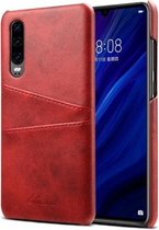Suteni Calf Texture-beschermhoes voor Huawei P30, met kaartsleuven (rood)