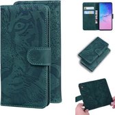 Voor Samsung Galaxy S10 Lite / A91 Tiger Embossing Pattern Horizontale Flip lederen tas met houder & kaartsleuven & portemonnee (groen)