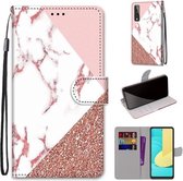 Voor LG Stylo 7 5G Gekleurde Tekening Cross Textuur Horizontale Flip PU Lederen Case met Houder & Kaartsleuven & Portemonnee & Lanyard (Roze Steen Textuur)