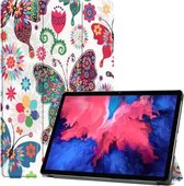 Voor Lenovo Tab P11 Pro (TB-XJ706F) Custer Geschilderd patroon Horizontaal Flip Smart Flat PU lederen tas met slaap- / wekfunctie en 3-voudige houder (kleur vlinder)