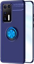 Voor Huawei P40 metalen ringhouder 360 graden roterende TPU-hoes (blauw + blauw)