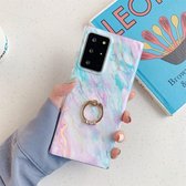 Voor Samsung Galaxy A71 5G Laser Marble Pattern TPU beschermhoes met ringhouder (regenboog)