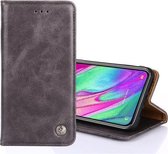 Voor Samsung Galaxy A70s niet-magnetische retro textuur horizontale flip lederen tas met houder & kaartsleuven & portemonnee (grijs)