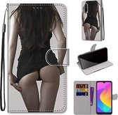 Voor Xiaomi Mi CC9e / A3 Gekleurde Tekening Cross Textuur Horizontale Flip PU Lederen Case met Houder & Kaartsleuven & Portemonnee & Lanyard (Upskirt)