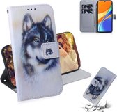 Voor Xiaomi Redmi 9C Gekleurde tekening Horizontale flip lederen tas, met houder & kaartsleuven en portemonnee (witte wolf)