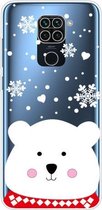 Voor Geschikt voor Xiaomi Redmi Note 9 Christmas Series Transparante TPU beschermhoes (Chubby White Bear)