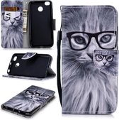 Voor Xiaomi Redmi 4X Gekleurde Tekening Patroon Horizontale Flip TPU + PU Lederen Case met Houder & Kaartsleuven & Portemonnee & Lanyard (Mode Kat)