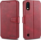 Voor Samsung Galaxy A01 AZNS Kalfsstructuur Horizontale flip lederen tas, met houder & kaartsleuven & portemonnee & fotolijst (rood)