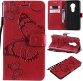 Butterfly Embossing Pattern Horizontale Flip Leather Case voor Motorola Moto G7 Play, met kaartsleuf & houder & portemonnee & lanyard (rood)