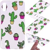 Voor Galaxy M10 gekleurd tekeningpatroon zeer transparant TPU beschermhoes (cactus)