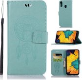 Windgong Uil Embossing Patroon Horizontale Flip lederen tas met houder & kaartsleuven & portemonnee voor Galaxy A40 (groen)