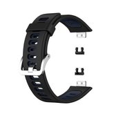 Voor Huawei Watch Fit Tweekleurige siliconen vervangende band Horlogeband (zwart + blauw)