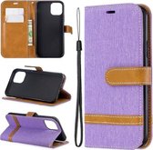 Gekleurd tekenpatroon Horizontale Flip Leather Case voor iPhone 11 Pro, met houder & kaartsleuven & portemonnee (paars)