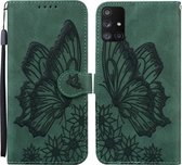 Voor Samsung Galaxy A51 Retro Skin Feel Butterflies Embossing Horizontale Flip Leather Case met houder & kaartsleuven & portemonnee (groen)