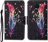 Voor Xiaomi Redmi Note 9 Gekleurde Tekening Patroon Horizontale Flip Leren Case met Houder & Kaartsleuven & Portemonnee & Lanyard (Veer)