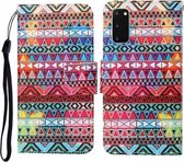 Voor Samsung Galaxy S20 Gekleurde Tekening Patroon Horizontale Flip Leren Case met Houder & Kaartsleuven & Portemonnee & Lanyard (Tribal Etnische Stijl)