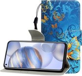 Voor Huawei Honor 30 Gekleurde Tekening Horizontale Flip Leren Case met Houder & Kaartsleuf & Portemonnee (Jade Vlinder)