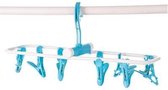 12-Clip Opvouwbaar Droogrek Ondergoed Sokken Clip Multifunctioneel kledingrek (Candy Blue)