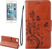 For iPhone 7 Pressed Flowers horizontaal Flip lederen hoesje met houder & Card Slots & Wallet(bruin)
