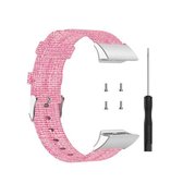 Voor Garmin Forerunner 35/30 universele nylon canvas vervangende polsband horlogeband (roze)
