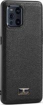 Voor OPPO Find X3 Fierre Shann Leather Texture Phone Cover Case (Lychee Black)
