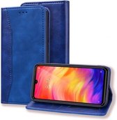 Voor Xiaomi Redmi Note 7 / Note 7 Pro Zakelijke stiksels Horizontale flip lederen tas met dubbel vouwen & beugel & kaartsleuven & fotolijst & portemonnee (koningsblauw)