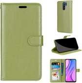 Voor Xiaomi Redmi 9 Pure Color Horizontale Flip PU lederen tas met houder & kaartsleuven & portemonnee & fotolijst (groen)