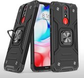 Voor Xiaomi Redmi 8A magnetisch pantser schokbestendig TPU + pc-hoesje met metalen ringhouder (zwart)