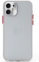 Volledige dekking TPU + pc-beschermhoes met metalen lensafdekking voor iPhone 12 (wit rood)