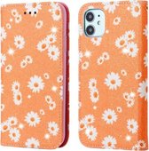 Voor iPhone 11 Glittering Daisy magnetische horizontale flip lederen tas met houder & kaartsleuven en fotolijst (oranje)