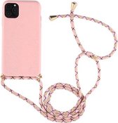 Voor iPhone 11 TPU Anti-Fall mobiele telefoonhoes met lanyard (roségoud)