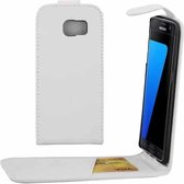 Voor Galaxy S7 Edge / G935 Plain Texture Verticale Flip Leather Case Heuptas met Magnetische Gesp & Kaartsleuf (Wit)