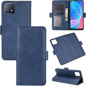 Voor OPPO A72 / A73 5G Dubbelzijdige magnetische gesp Horizontale flip lederen tas met houder & kaartsleuven en portemonnee (donkerblauw)