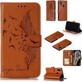 Feather Pattern Litchi Texture Horizontale Flip Leren Case met Portemonnee & Houder & Kaartsleuven Voor Xiaomi Redmi 7 (Bruin)