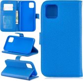 Voor iPhone 11 Lychee Texture Horizontale Flip Leather Case met houder & kaartsleuven & portemonnee & fotolijst (blauw)