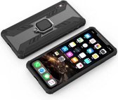 Iron Warrior schokbestendige pc + TPU beschermhoes voor iPhone XS Max, met ringhouder (zwart)