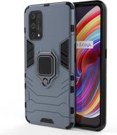 Voor OPPO Realme X7 Pro PC + TPU schokbestendige beschermhoes met magnetische ringhouder (marineblauw)