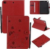 Voor iPad mini 5/4/3/2/1 Cat Bee Embossing Pattern Horizontale Flip lederen tas met houder & kaartsleuven & portemonnee & Pennensleuf & Wake-up / Sleep-functie (rood)