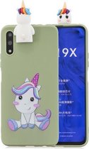 Voor Huawei Honor 9X Cartoon schokbestendige TPU beschermhoes met houder (eenhoorn)