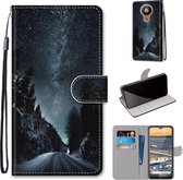 Voor Nokia 5.3 Gekleurde Tekening Cross Textuur Horizontale Flip PU Lederen Case met Houder & Kaartsleuven & Portemonnee & Lanyard (Mountain Road Sterrenhemel)